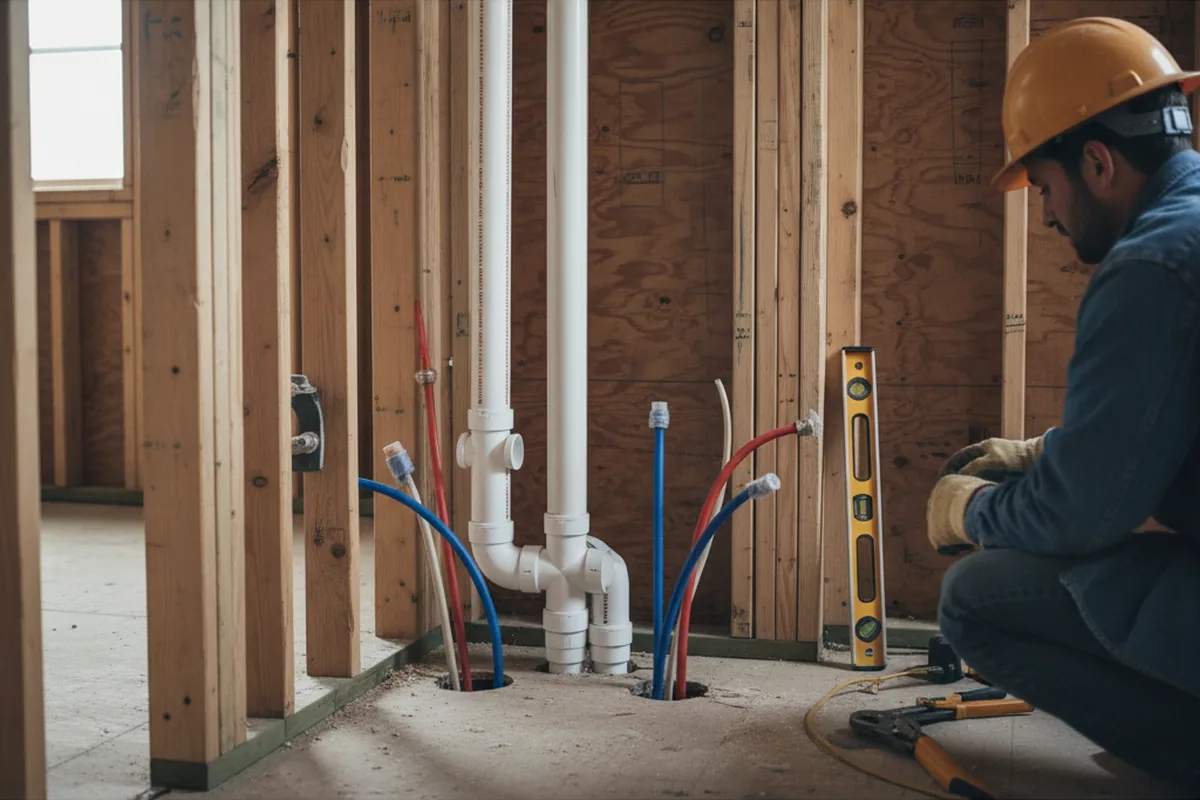 Drain and supply rough-in during Leak Detection in Chatsworth